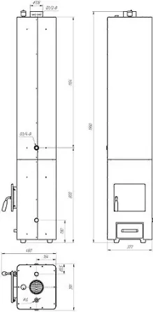 Твердопаливний бойлер Данко КВЦ-90 90 л (водогрійна колонка на дровах і вугіллі, водонагрівач для дачі) Тернопіль