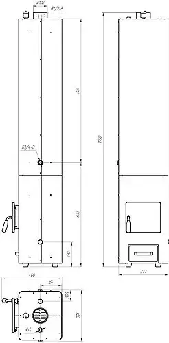 Твердопаливний бойлер Данко КВЦ-90 90 л (водогрійна колонка на дровах і вугіллі, водонагрівач для дачі) Тернопіль - фото 2