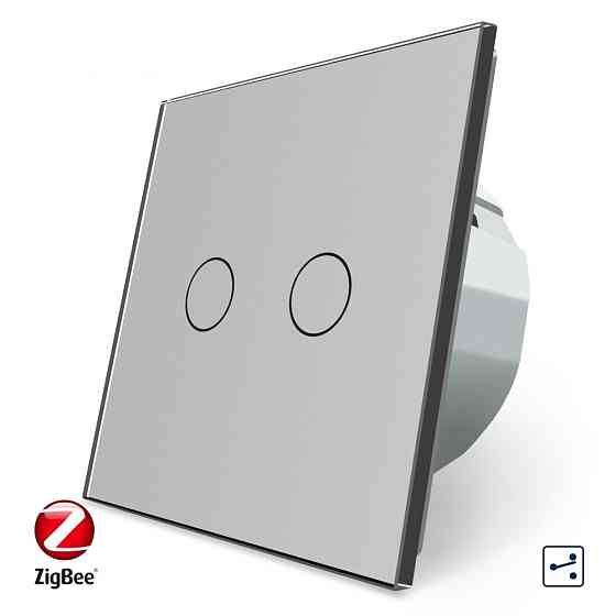 LIVOLO Розумний сенсорний прохідний/перехресний ZigBee вимикач 2 сенсора Livolo сірий скло (VL- Коломыя