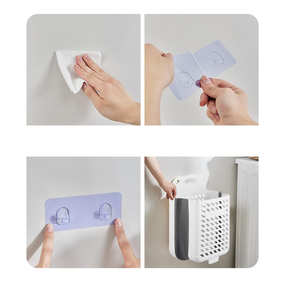 Подвесной пластиковый органайзер-корзина для белья с ручкой, складная конструкция, 28×17×38см, белый цвет Каменец-Подольский - изображение 3