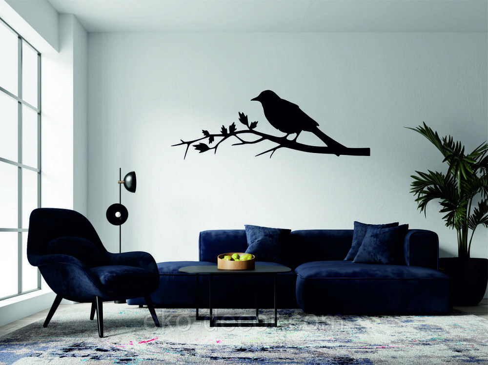 Декоративное настенное Панно «Птичка. Грач на ветке», Декор на стену Киев - изображение 2