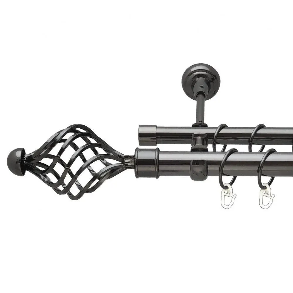 Карниз Orvit Арезо металевий дворядний відкритий гладка труба кільце металеве Онікс 25\16 мм 240 см Львов - изображение 1