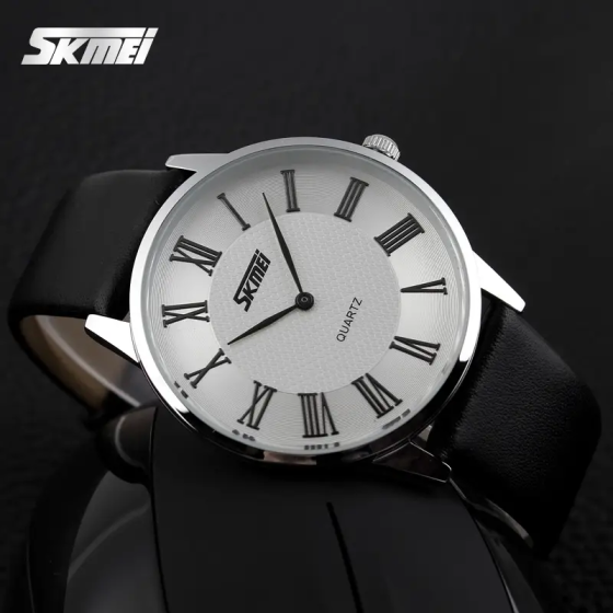 Мужские часы Skmei 9092 Rome (Серебристый с белым циферблатом) Винница