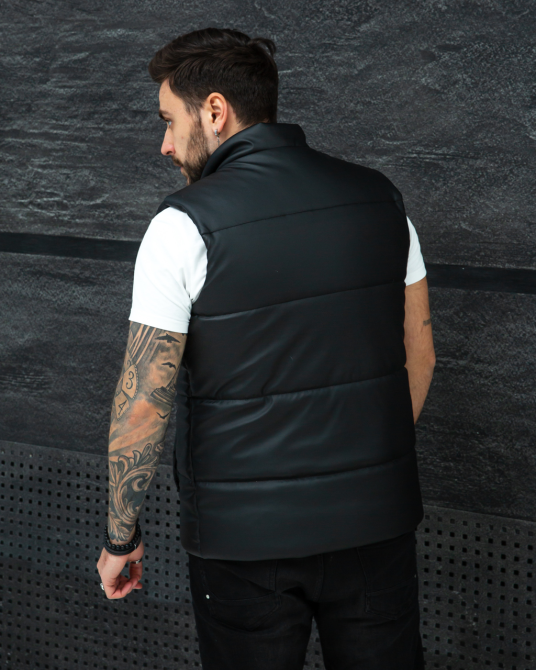 Жилетка чоловіча шкіряна дута Чорний XL Харків - фото 7