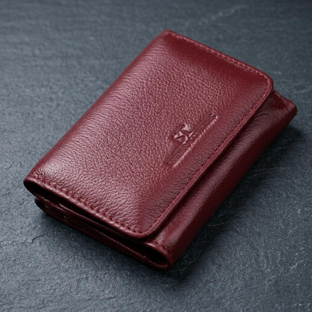 Шкіряний цікавий гаманець для жінок ST Leather 22507 Бордовий Київ - фото 11
