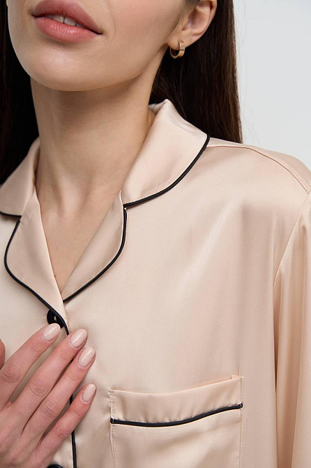 Женская ночная рубашка удлиненная шелковая Молочный M Харьков - изображение 8