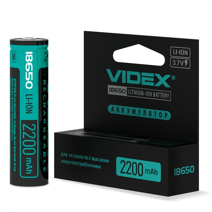 Акумулятор Videx 18650 Li-ion 2200mAh 3.7V З ЗАХИСТОМ !! Дніпро - фото 1