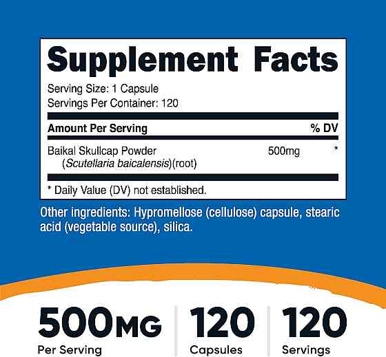 Экстракт байкальского шлемника Nutricost Baikal Skullcap, 500 mg, 120 Capsules Луцк