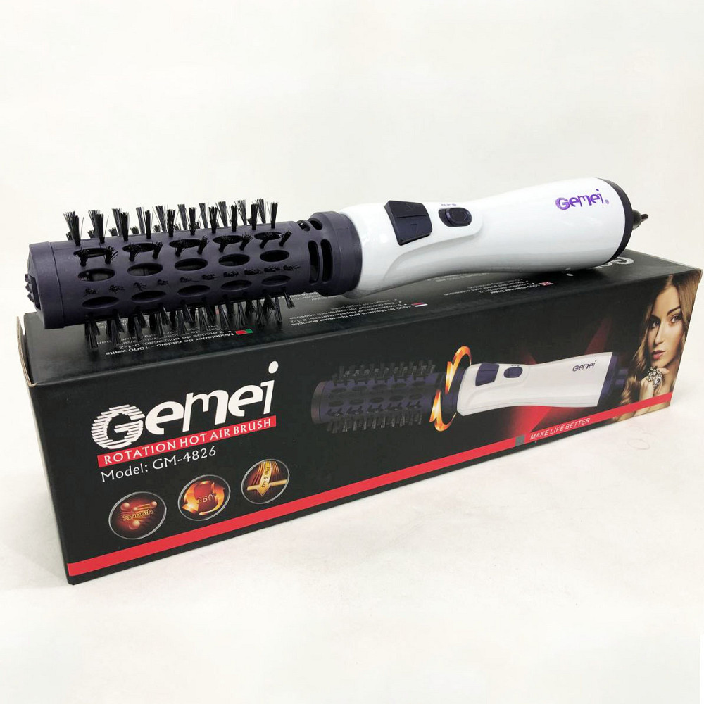 Фен-брашинг для волос Gemei GM-4826 1000Вт, Фен щетка с вращающейся насадкой, Щетка сушка для волос WN-68 Львов - изображение 15