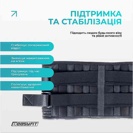 Пояс для спини з 4 ребрами жорсткості EasyFit (XXL) Коломия