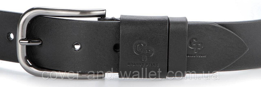 Стильний чоловічий ремінь із італійської шкіри чорного кольору під джинси Grande Pelle Casual Київ - фото 8