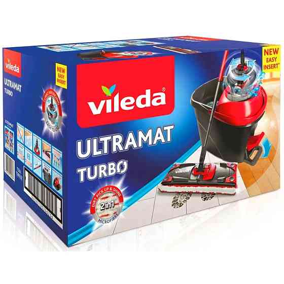 Набір для прибирання Відро 15 літрів та плоска швабра 34 см Vileda "Ultramax TURBO" (163425) Нововолинськ