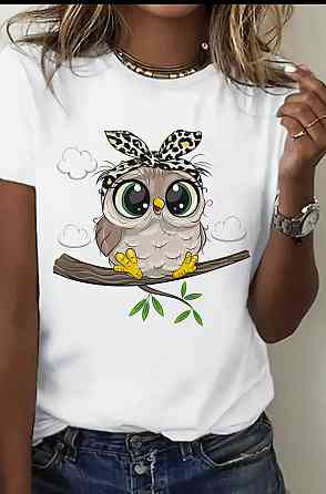 Футболка женская турецкий трикотаж 3D накат Белый Сова1 Харьков