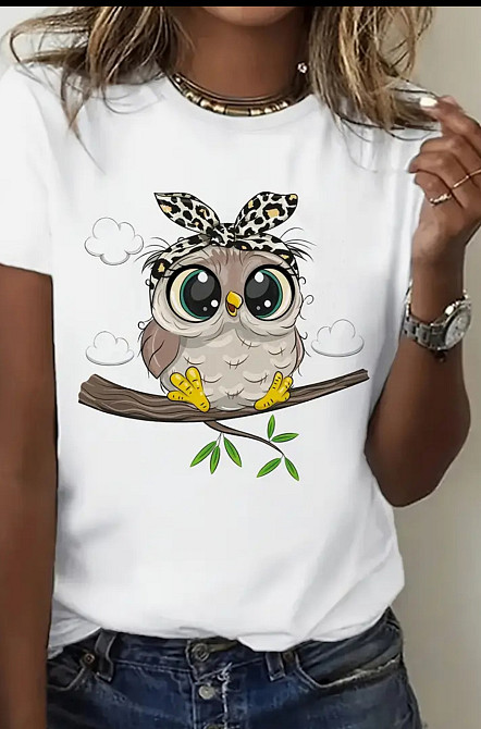 Футболка женская турецкий трикотаж 3D накат Белый Сова1 Харьков - изображение 4