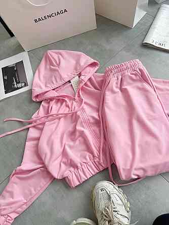 Жіночий повсякденний костюм-трійка: кофта топ і штани двонитка Рожевий, 46/48 Одеса