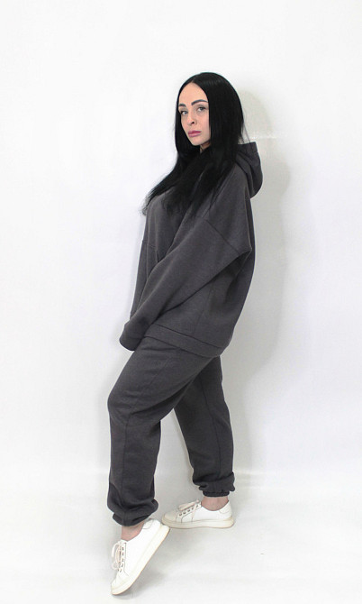 Жіночий спортивний теплий костюм тринитка на флісі Графітовий XL/2XL Харків - фото 8