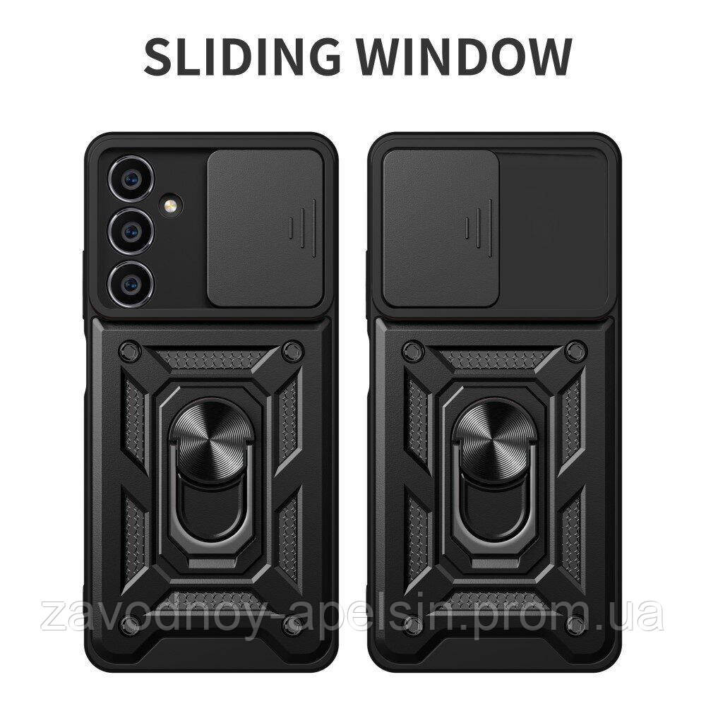 Samsung A26 A266 Чохол протиударний Шторка+кільце (чорний) Одеса - фото 1