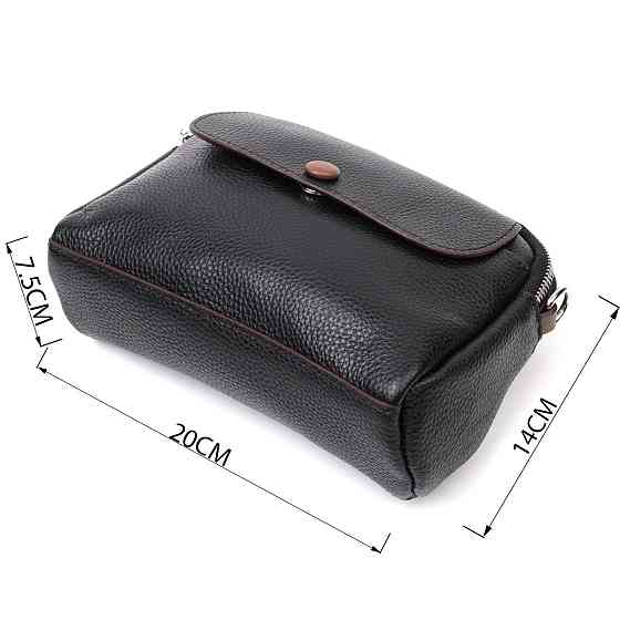 Кожаная маленькая повседневная сумка для женщин Vintage 22324 Черная Киев