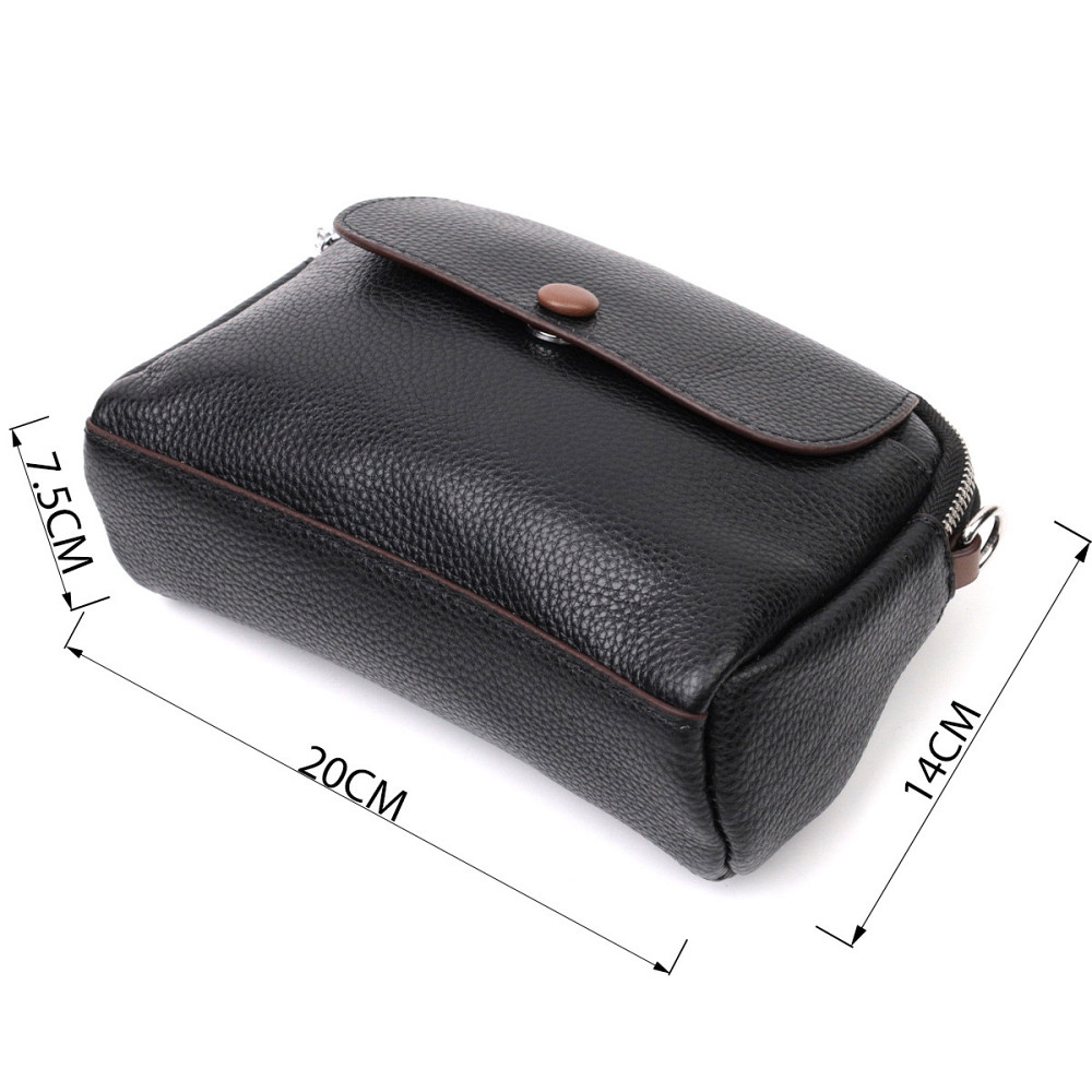 Кожаная маленькая повседневная сумка для женщин Vintage 22324 Черная Киев - изображение 3