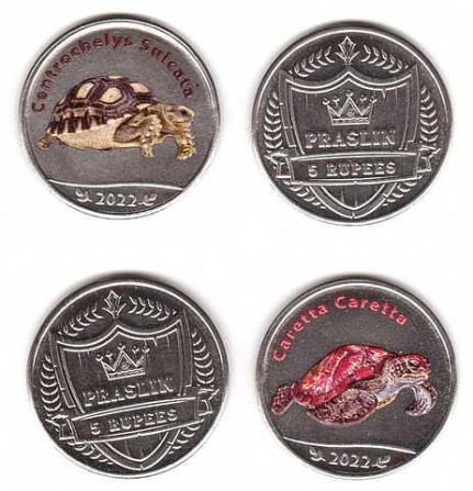 Fantasy — Praslin — набір 2 монети x 5 Rupees 2022 — черепахи — UNC Полтава - фото 1