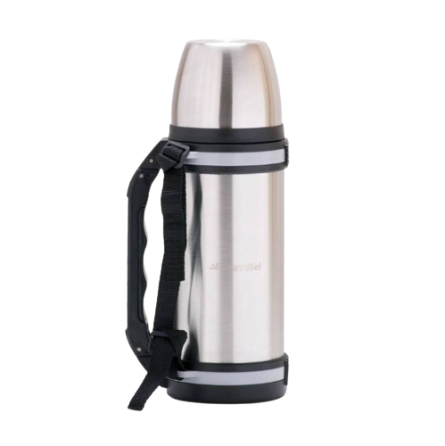 Термос 1500мл з ручкою та ремінцем нержавіюча сталь сірий KAMILLE 2091 Житомир