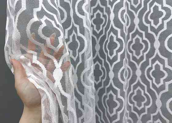 Тюль жаккард, цвет белый 1609т Киев