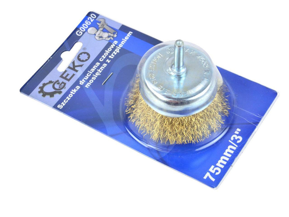 Дриля Щітка дротяна "GEKO" торцева з латунних дротиків  75мм Киев - изображение 1