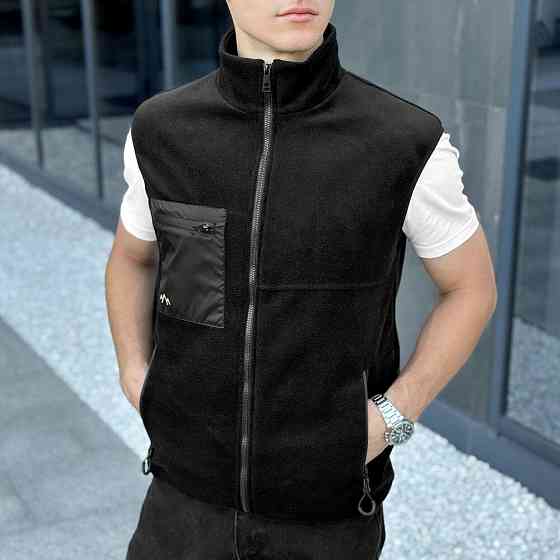 Чоловіча чорна флісова жилетка Pobedov Wolf Київ