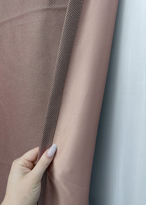 Комплект штор VR-Textil рогожка преміум TERRA LUXE 150х270 2шт і Тюль 500х270 1863ш-115т пудровий з білим 71-080/4 Київ - фото 5