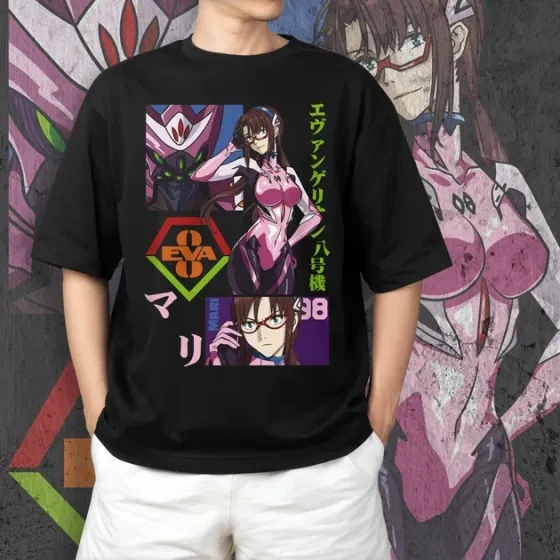Футболка для подростка мальчика с принтом Evangalion Мари Макинами 3 Размер 160 Anime10772 Днепр