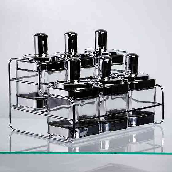 Набір банок для сипучих продуктів з ложкою 6 шт, хром HP-1341 Коломия