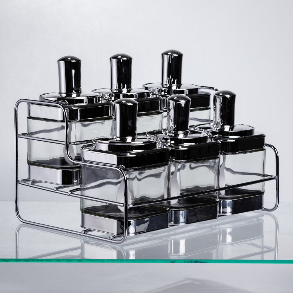 Набір банок для сипучих продуктів з ложкою 6 шт, хром HP-1341 Коломия - фото 5