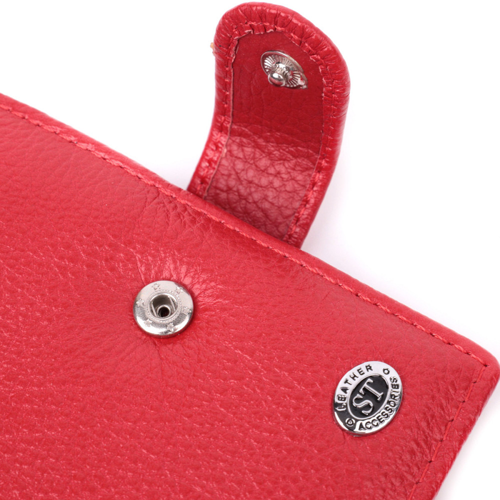 Містка візитниця з натуральної шкіри Червоний (ST Leather) Київ - фото 7