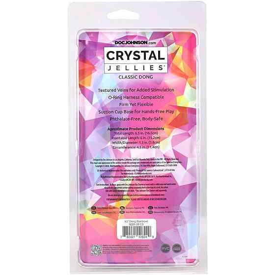 Дилдо Doc Johnson Crystal Jellies - 6.5 Inch Classic Dong - Rainbow Sex Aura Київ