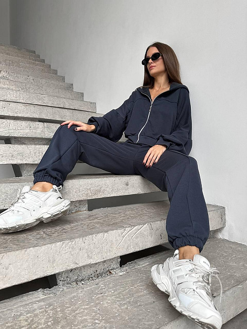 Жіночий прогулянковий костюм двійка: кофта на блискавці і штани турецька петля + рібана Одеса - фото 4