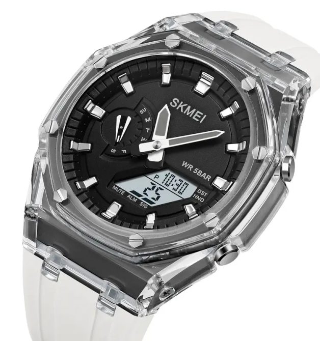 Часы мужские спортивные Skmei 2100 (Белые с черным циферблатом) Винница - изображение 4