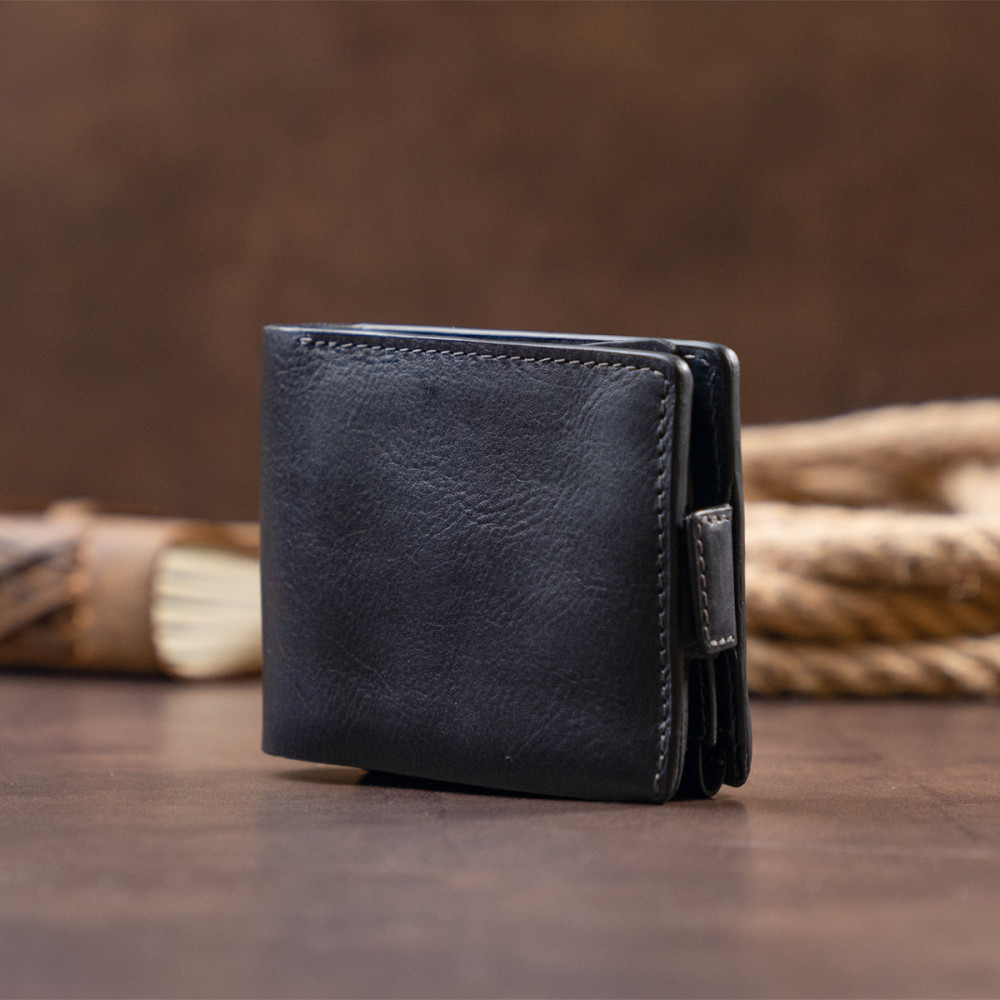 Функціональне тонке портмоне GRANDE PELLE 11323 Синє Київ - фото 9