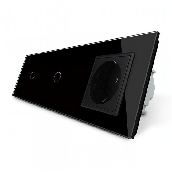 LIVOLO Розумний сенсорний ZigBee вимикач 2 сенсора (1-1) 1 розетка Livolo чорний скло (VL-C701Z Коломия