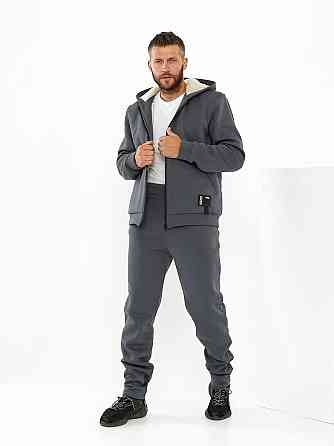 Чоловічий теплий костюм на флісі з хутром Сірий 48/50 Харків