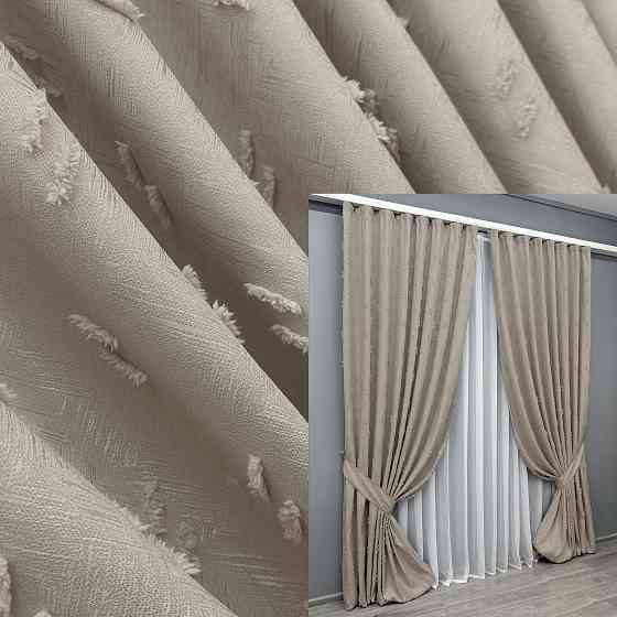 Комплект штор VR-Textil Льон Букле № 1887ш Бежевий 200х270 см 2 шт (32-245) Київ