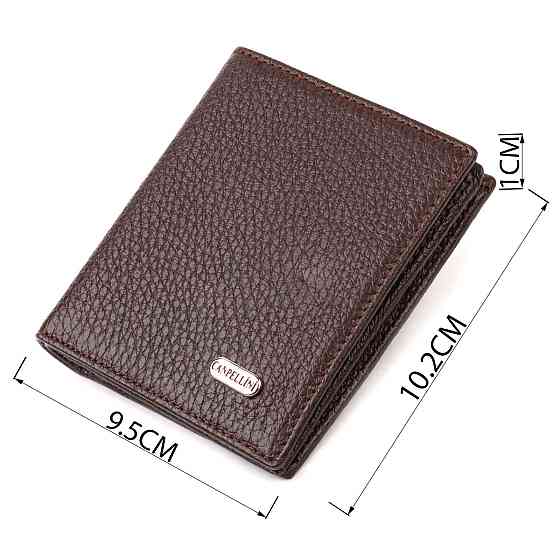 Компактное портмоне для мужчин из натуральной зернистой кожи CANPELLINI 21740 Коричневое Киев