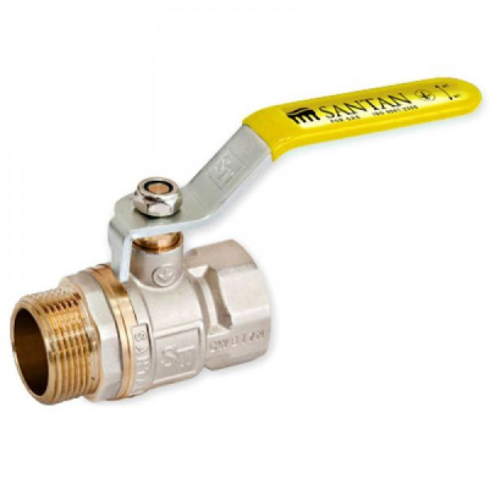 Кран шаровый 3/4'' наруж/внутр желтая ручка SANTAN Professional газ Харьков - изображение 1