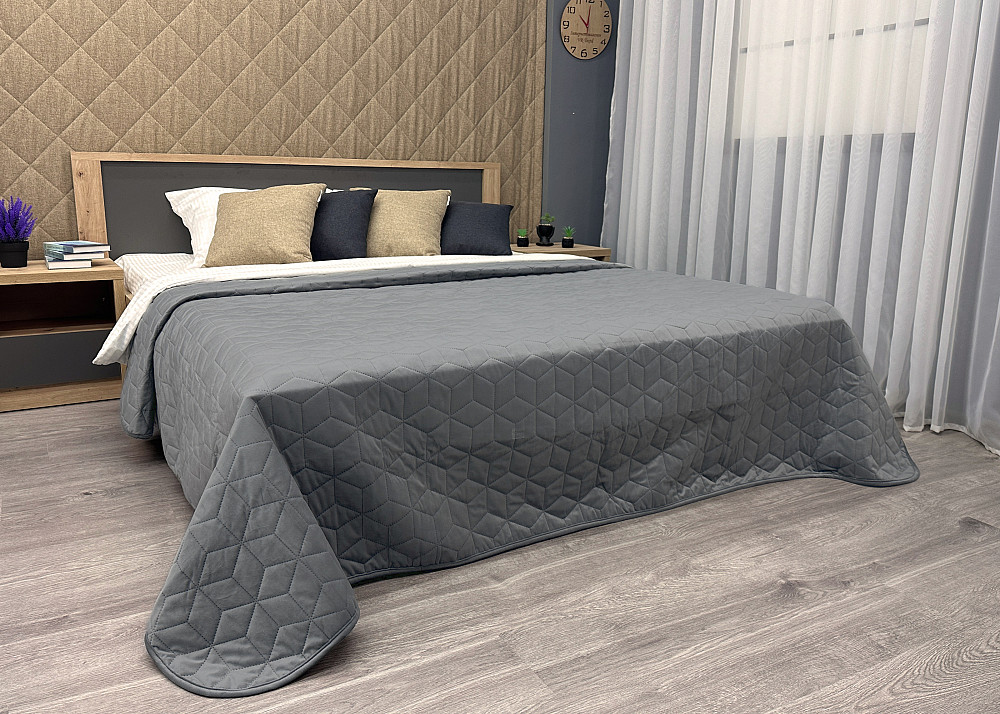 Покривало стьобане Decorator Велюр куб 220х240 см сірий (85-156) Київ - фото 6