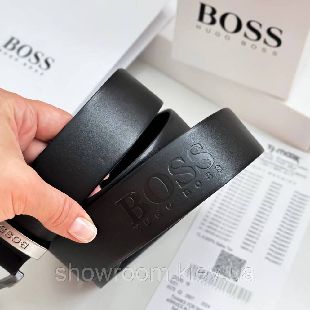 Мужской брендовый ремень Boss из натуральной кожи (220) Киев - изображение 3