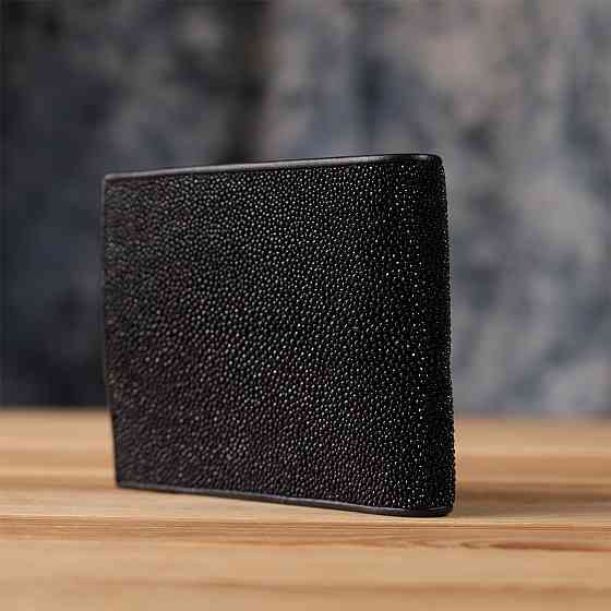 Портмоне мужское STINGRAY LEATHER 18070 из натуральной кожи морского ската Черное Киев