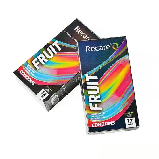 Презервативи Holographic Recare Color Fruit Flavour Condoms 12 шт, аромати: м'ята, банан, полуниця Львів