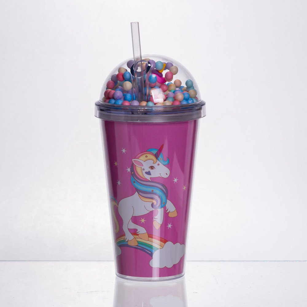 Yiwu пластикова склянка з трубочкою та кришкою 400 (мл) багаторазова пластикова склянка Малинов Коломыя - изображение 1