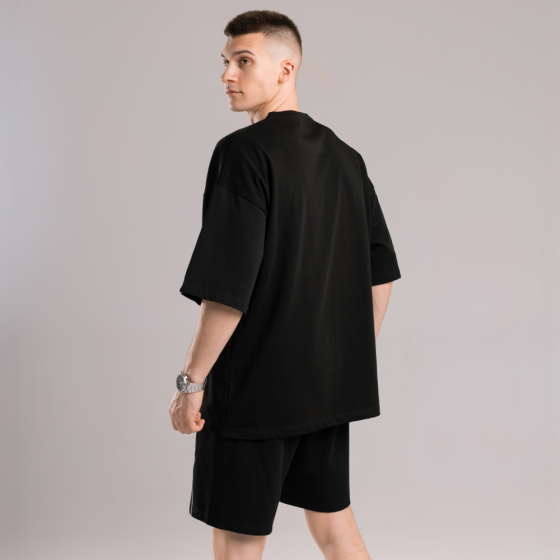 Базова чорна оверсайз футболка чоловіча весна літо однотон. Футболка оверсайз Pobedov Nude Київ