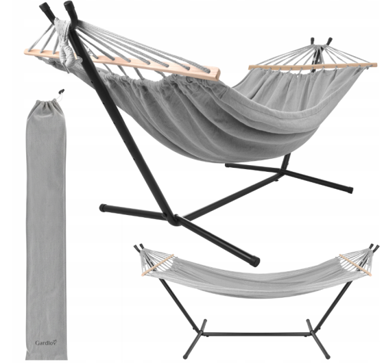 Двухместный садовый гамак с подвесной рамой 200х150 см + чехол Gardlov (27293) Нововолынск