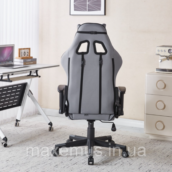Компьютерное кресло для геймера из ткани с регулировкой подлокотников кресло геймерское B-142 серое Мостиска
